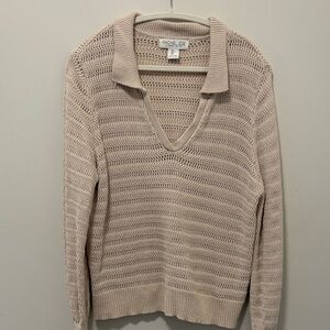 Rachel Zoe beige cotton collared sweater